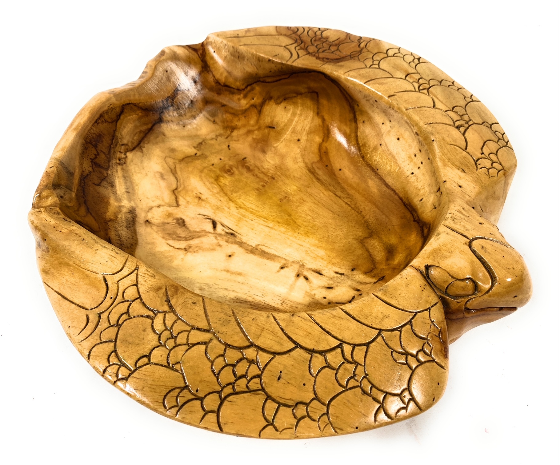 Carved turtle wooden bowl